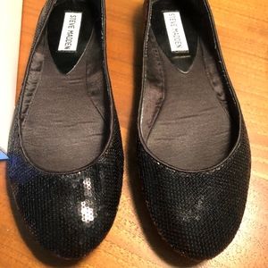 Steve Madden P Heaven Black Sequin FLATS 7.5 Shoes